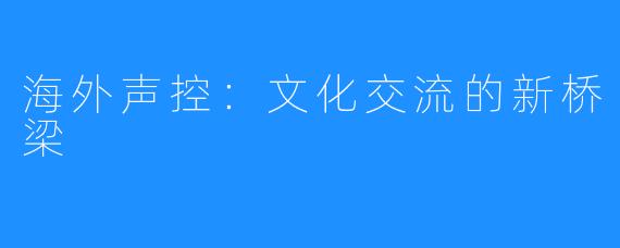 海外声控：文化交流的新桥梁