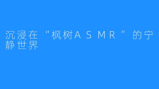 沉浸在“枫树ASMR”的宁静世界