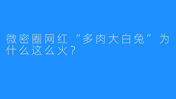 微密圈网红“多肉大白兔”为什么这么火?