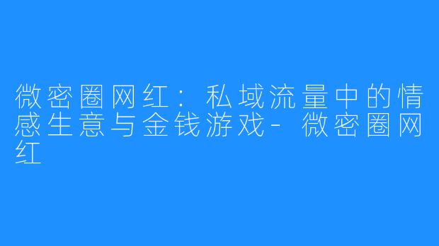 微密圈网红：私域流量中的情感生意与金钱游戏-微密圈网红