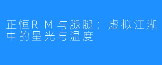 正恒RM与腿腿：虚拟江湖中的星光与温度