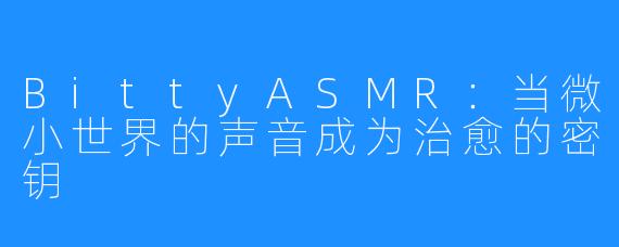 BittyASMR：当微小世界的声音成为治愈的密钥