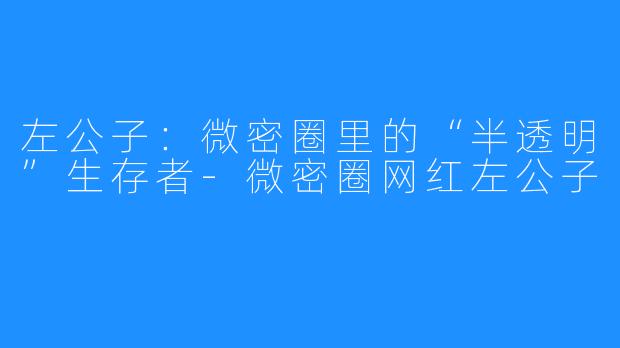 左公子：微密圈里的“半透明”生存者-微密圈网红左公子